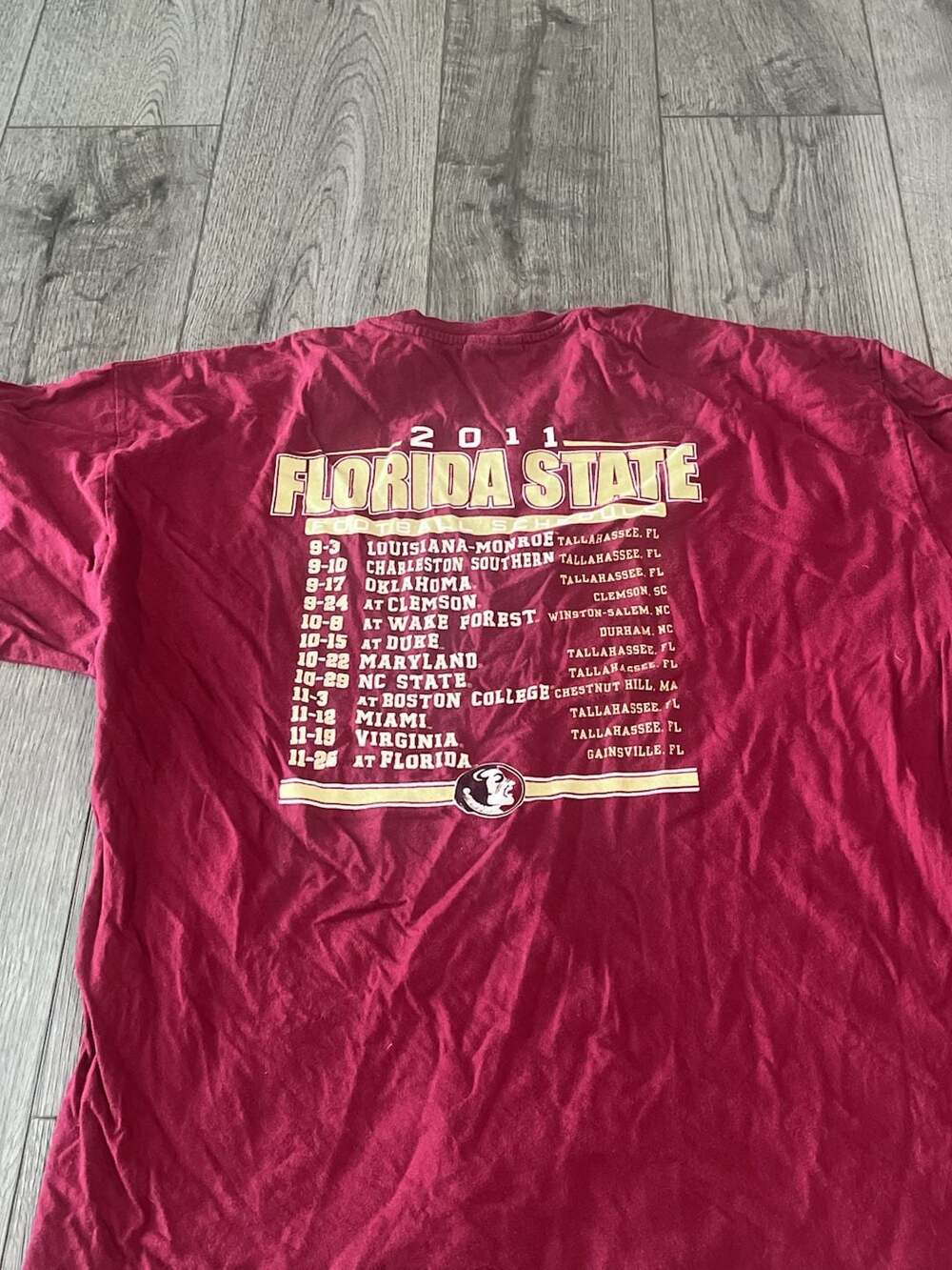Florida State Seminoles 2011 Football Schedule T-Shirt